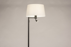 vloerlamp 31316 landelijk modern stof metaal zwart mat wit rond