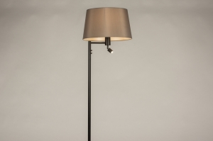 staande lamp 31317 landelijk modern stof metaal zwart mat grijs rond