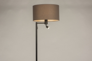 vloerlamp 31318 landelijk modern stof metaal zwart mat grijs rond