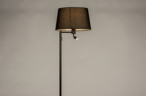 vloerlamp 31323 modern stof metaal zwart mat rond