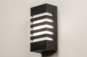 wandlamp 31329 modern aluminium kunststof polycarbonaat slagvast zwart mat rechthoekig
