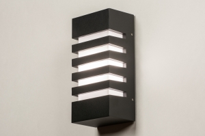 wandlamp 31329 modern aluminium kunststof polycarbonaat zwart mat rechthoekig