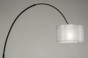 vloerlamp 31331 landelijk modern eigentijds klassiek stof metaal zwart mat grijs zilvergrijs rond