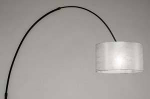 vloerlamp 31331 landelijk modern eigentijds klassiek stof metaal zwart mat grijs zilvergrijs rond