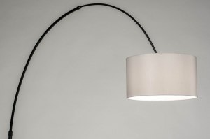 staande lamp 31332 landelijk modern eigentijds klassiek stof metaal zwart mat grijs rond