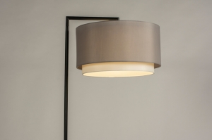 staande lamp 31333 landelijk modern eigentijds klassiek stof metaal zwart mat wit grijs rond rechthoekig