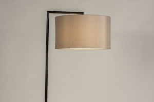 staande lamp 31334 landelijk modern eigentijds klassiek stof metaal zwart mat grijs rond rechthoekig