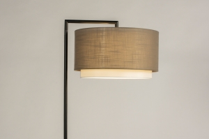 staande lamp 31335 landelijk modern eigentijds klassiek stof metaal zwart mat taupe rond rechthoekig