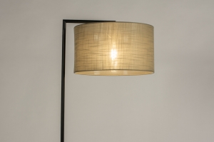 vloerlamp 31337 landelijk modern eigentijds klassiek stof metaal zwart mat taupe rond rechthoekig