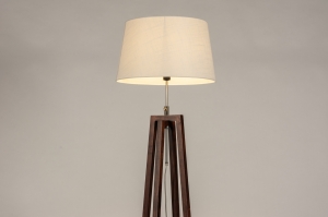 vloerlamp 31341 landelijk modern eigentijds klassiek hout donker hout stof wit bruin