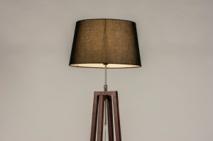 staande lamp 31342 landelijk modern eigentijds klassiek hout donker hout stof zwart bruin