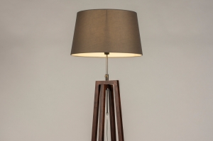 vloerlamp 31343 landelijk modern eigentijds klassiek hout donker hout stof grijs bruin rond langwerpig