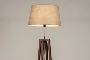 vloerlamp 31344 landelijk modern eigentijds klassiek hout donker hout stof bruin taupe rond langwerpig