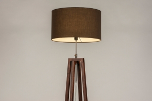 vloerlamp 31348 landelijk modern eigentijds klassiek hout donker hout stof bruin rond langwerpig