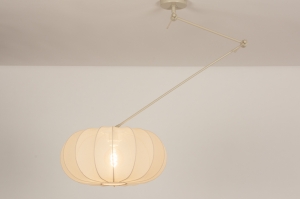 hanglamp 31356 modern stof metaal beige zand rond langwerpig