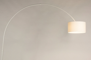 vloerlamp 31363 landelijk modern stof metaal wit mat rond