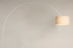 vloerlamp 31364 landelijk modern stof metaal wit mat beige rond