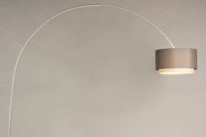 vloerlamp 31365 landelijk modern stof metaal wit mat grijs rond