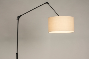 vloerlamp 31369 modern eigentijds klassiek stof metaal zwart mat beige langwerpig