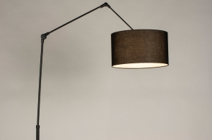 vloerlamp 31370 industrieel modern eigentijds klassiek stof metaal zwart mat langwerpig