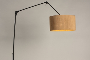 staande lamp 31372 landelijk modern eigentijds klassiek stof metaal zwart mat bruin naturel langwerpig