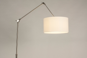 staande lamp 31373 industrieel modern staal rvs stof metaal wit staalgrijs rond langwerpig