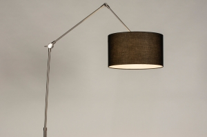 staande lamp 31374 industrieel modern staal rvs stof metaal zwart staalgrijs rond langwerpig