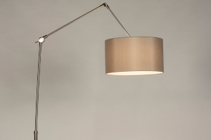 staande lamp 31375 industrieel modern staal rvs stof metaal grijs staalgrijs rond langwerpig