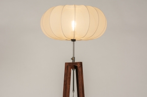 staande lamp 31377 modern hout donker hout stof bruin beige rond langwerpig