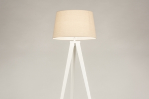 staande lamp 31391 landelijk modern stof metaal wit mat beige zand rond