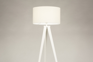 vloerlamp 31395 landelijk modern stof metaal wit mat zand rond