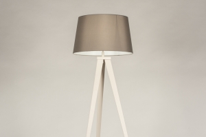 staande lamp 31397 landelijk modern stof metaal grijs beige zand rond