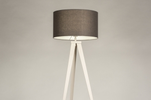 vloerlamp 31399 landelijk modern stof metaal grijs antraciet donkergrijs beige zand rond