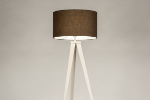 vloerlamp 31400 landelijk modern stof metaal bruin beige zand rond