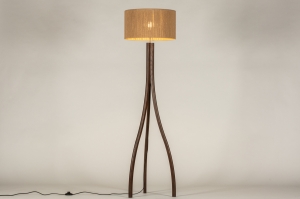 staande lamp 31403 landelijk modern eigentijds klassiek hout donker hout bruin rond