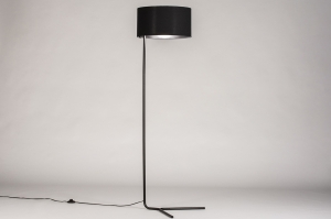 staande lamp 31408 design modern stof metaal zwart mat rond