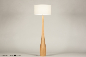 vloerlamp 31415 landelijk modern eigentijds klassiek hout licht hout stof wit hout rond