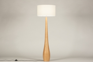 staande lamp 31415 landelijk modern eigentijds klassiek hout licht hout stof wit hout rond