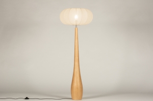 vloerlamp 31416 landelijk modern eigentijds klassiek hout licht hout stof beige hout rond