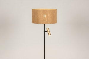 staande lamp 31420 landelijk modern eigentijds klassiek messing geschuurd metaal zwart mat goud bruin mat messing rond