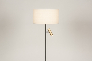 vloerlamp 31421 landelijk modern eigentijds klassiek messing geschuurd stof metaal zwart mat goud beige messing rond