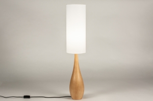 tafellamp 31430 modern retro hout licht hout stof wit hout naturel rond langwerpig
