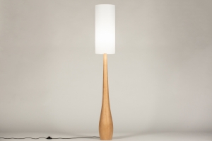vloerlamp 31431 modern retro hout licht hout stof wit hout naturel rond langwerpig