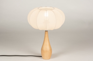 tafellamp 31432 modern hout licht hout stof beige hout naturel rond