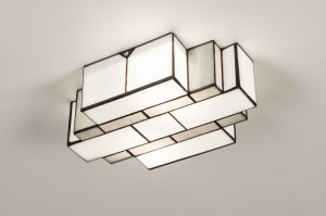 Deckenleuchte 31438 modern zeitgemaess klassisch Art deco Glas weiss grau laenglich rechteckig