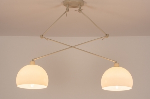 hanglamp 31441 modern retro kunststof metaal wit beige zand rond
