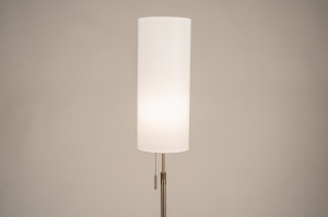 vloerlamp 31444 landelijk modern eigentijds klassiek staal rvs stof metaal wit mat staalgrijs rond langwerpig