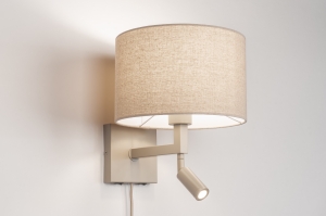 Wandleuchte 31447 modern Stoff Metall Beige Sand rund viereckig