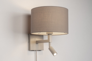 Wandleuchte 31448 modern Stoff Metall Beige taupe Sand rund viereckig