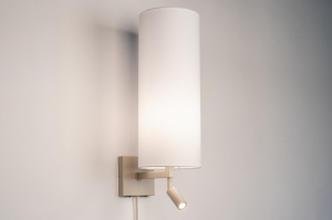 Wandleuchte 31451 modern Stoff Metall weiss matt Beige Sand rund viereckig